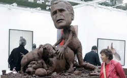 Georges Bush:représentation de G.Bush sodomisant une truie